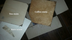 Compared tea and coffee staining of the book covers.
